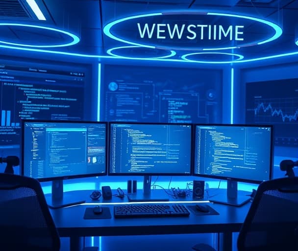 Desenvolvedor trabalhando em ambiente tecnológico moderno